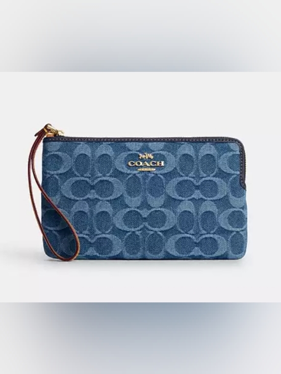 Coach Handbags - Coach Denim Signature Logo Wristlet